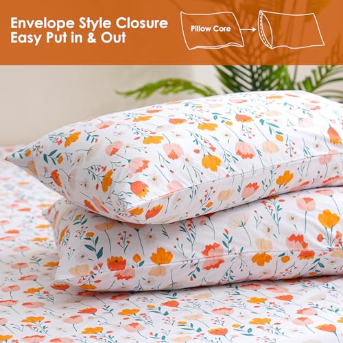 Image of JSD Floral Printed Sheet Set Cal King 16 inch Deep Pocket | 4 Piece Soft Microfiber Sheets, OEKO-TEX Certified, Colorful Flower Patterns, Easy Care