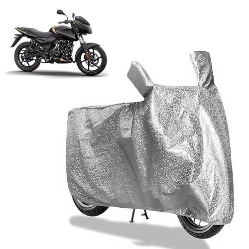 Image of Sulfar Bike Cover for Bajaj Pulsar (180 (2026)) | Waterproof, Dustproof & UV Protected | All Weather Two Wheeler Cover (Silver) New 2026 Variants