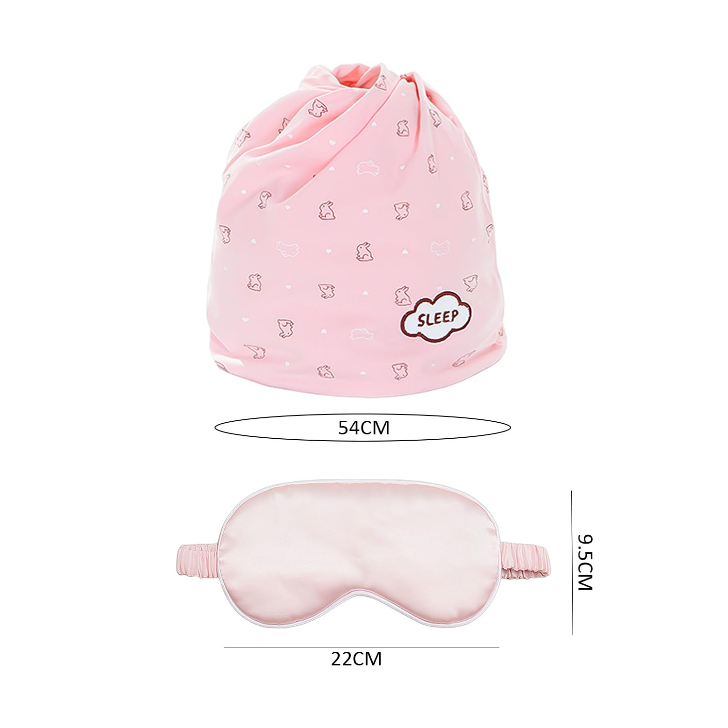 1 Gorro para Dormir, 1 Antifaz Rosa para Los Ojos, Pañuelo Rosa Cálido para La Cabeza, Gorro para El Pelo para Mujer, Gorro Posparto para Prevenir Resfriados