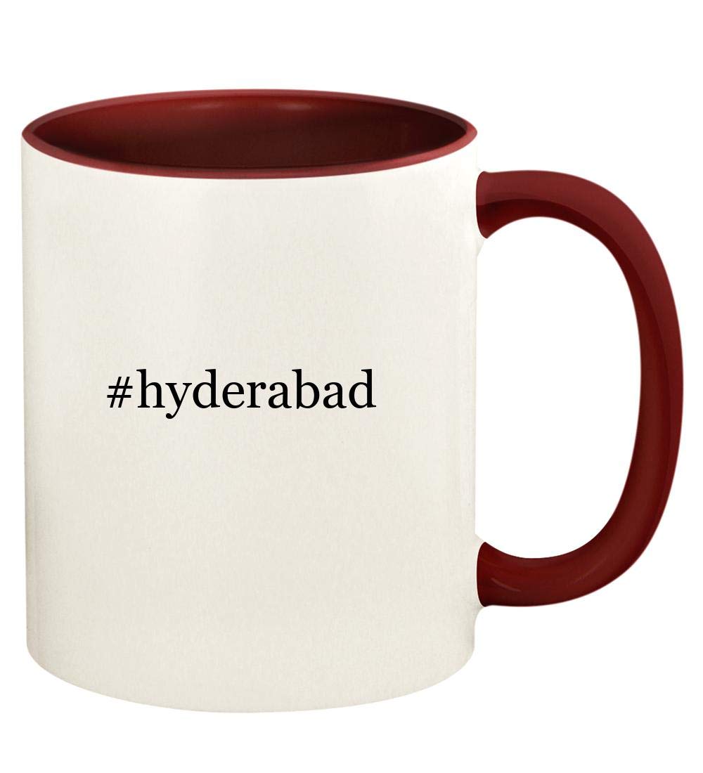 #hyderabad - 11oz Hashtag Ceramic Colored Handle and Inside Coffee Mug Cup, Maroon