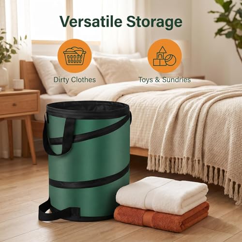 Image of Camping Trash Can, Pop Up Collapsible Garbage Can, 10 Gallons, Foldable Recycle Bin Made of 600D Oxford Cloth for Gardening, Camping and Home Storage (Green)