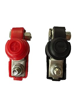 Tanish 4 X 4 Black & Red Diesel Car Adjustable Battery Terminal Clamp Positive-Negative