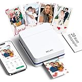 Nelko Photo Printer, PP01 Color Mini Portable Printer, Instant Smartphone Inkjet Printer, Sticky-Back Rechargeable Portable Picture Printer for iOS & Android, Perfect for Valentine's Day Gift, White
