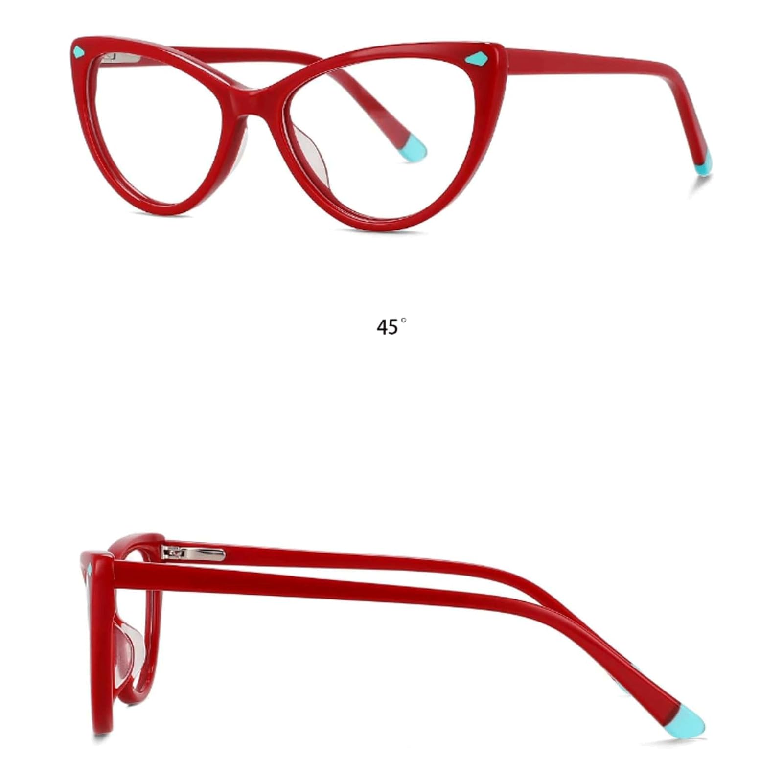 Montature Montature per Occhiali Carine Montature per Occhiali in Acetato Cat Eye Montature per Occhiali ottici Occhiali Portatili da 120 * 128 mm Unisex Comodo da Indossare