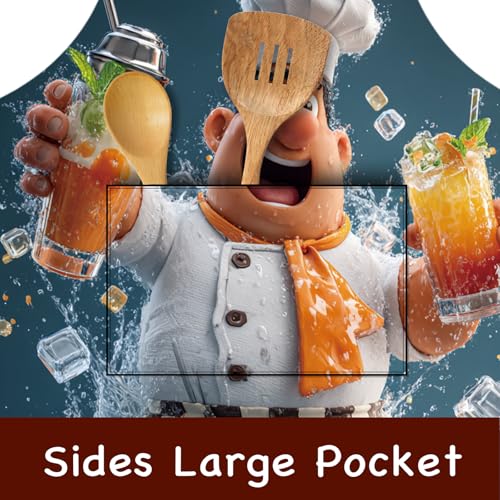 Image of Nuxovilar Cute Cooking Kitchen Apron, 26.77 * 30.7 Inches, Essential for Kitchen Cooking, Baking, Festive Gatherings