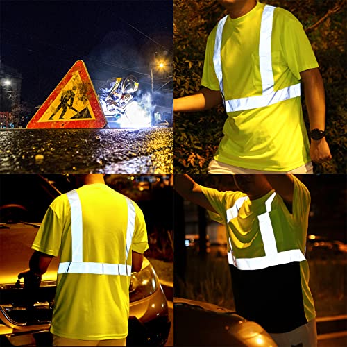 Safield Hi Vis Safety Shirts For Men Reflective,High Visibilityyellow Construction Work T-Shirt Short Sleeve 3 And 5 Pack #TOP4