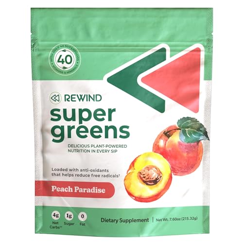 Rewind-Greens-Super-Greens-Powder-Delicious-Green-Juice-Drink-Mix-with-Amazing-Flavor-Over-40-Superfoods-Vitamin-B12-Zinc-Vitamin-C-Magnesium-and-Calcium-Peach-Paradise