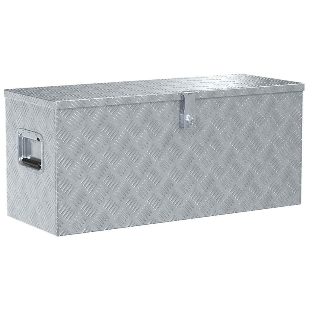 Vidaxl Silver Aluminium Box 90.5X35x40cm Storage Chest Bin Trunk Organiser