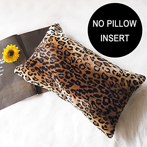 Carrie Home Soft Plush Leopard Print Faux Fur Lumbar Pillow Covers For Home Couch Sofa (Set Of 2, 12X20 Inch) #TOP1