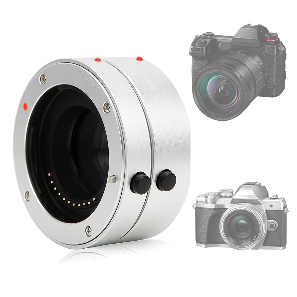 Tubos de extensión Macro para cámara, Montaje metálico, Enfoque automático, electrónico, Compatible con Modos TTL y Ae, Longitudes de 10 mm y 16 mm (Gris)