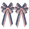 2 Pack 4th of July Decor Bow for WreathRed White Blue Stripe Stars Tree Topper Bows for PatrioticIndependence DayMemorial DayVeterans DayFront Door Indoor Outdoor Decorations