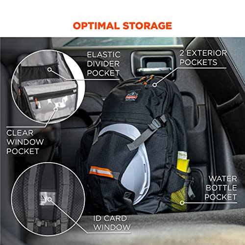 Image of Ergodyne Arsenal 5188 Work Gear Jobsite Backpack with Hard Hat Storage, Padded Shoulder Straps, 39L Capacity,Black, Large