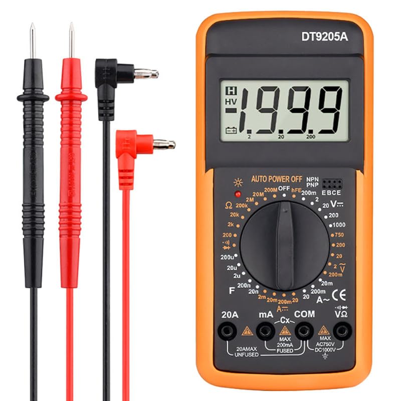 Exclusive Digital Multimeter with LCD Display, AC/DC Voltage Current Tester, Resistance, Capacitance, Diode & Continuity Tool, Orange PHT9205A-image-11