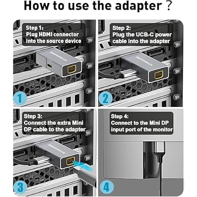 HDMI to Mini DisplayPort Adapter [1 Pack], 4k@60Hz HDMI (Source) to Mini DP (Display) Adapter, Male to Female Converter Compatible with PC, Graphics Card, Laptop, Xbox, PS5