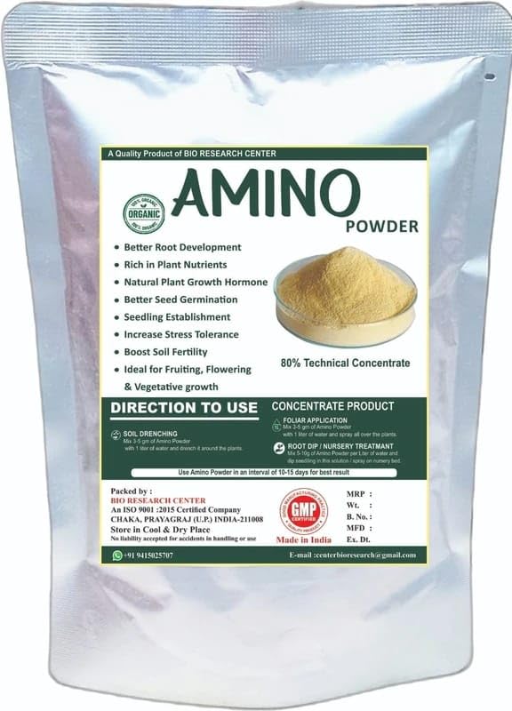 Image of Amino Powder for Plants | Organic Plant Nutrient & Growth Support Supplement | Suitable for Soil and Foliar Use (450g (Pack of 4))