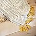 MOTINI Throw Blanket Multi-Colored Brushed Cotton Tasseled Edges Throw Accent Blanket 50