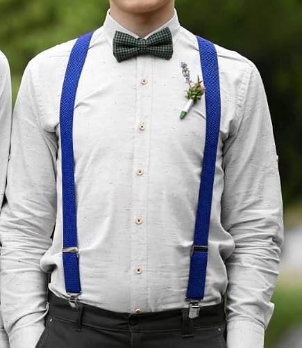Alizeal Solid Skinny Suspenders X Shape For Men With 4 Clips (White) #TOP3