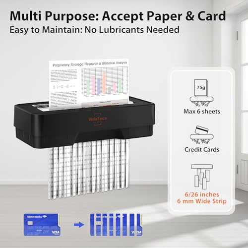 Image of vidateco 5 Sheet Strip Cut Paper Shredder for Home
