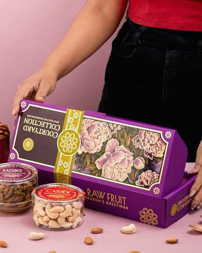 Image of Hyperfoods Rakhi Hamper for Brother 375g RawFruit Courtyard Collection Pack of 3 Dry Fruits Gift Box Rakhi Set of 2 DryFruits Gift Pack Dryfruit Box for Gift Dry Fruits Gift Hamper for Brother