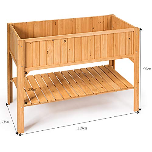 Hochbeet aus Holz mit Ablage von COSTWAY für Garten und Balkon