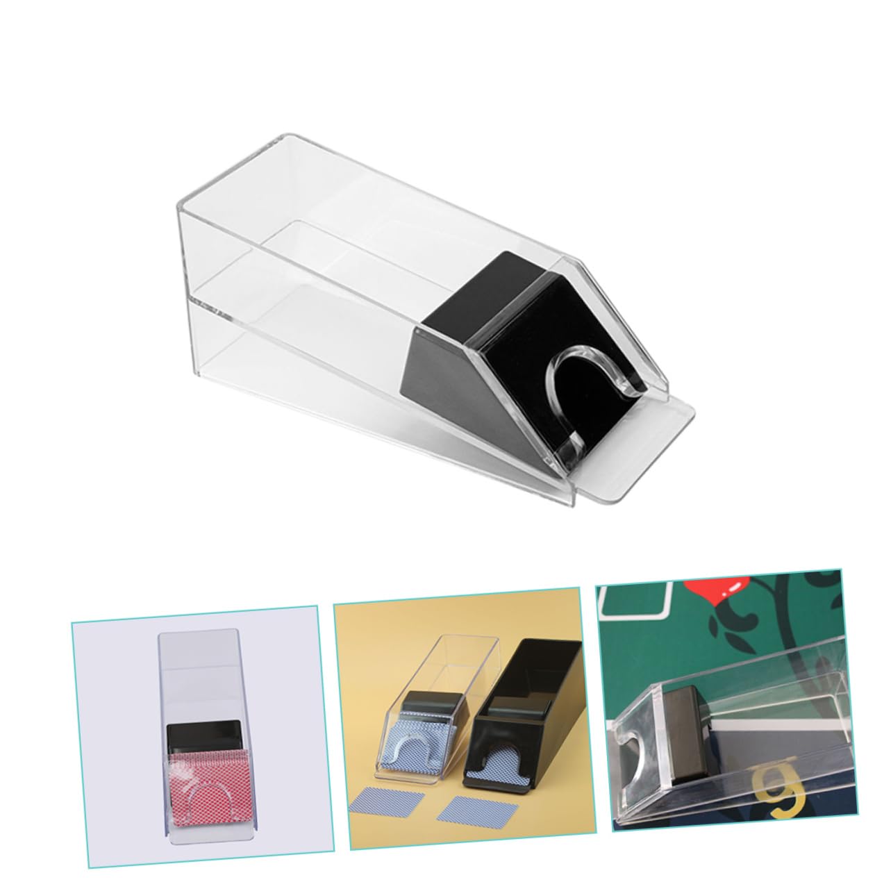 Abaodam Dispenser di Carte Acrilico Trasparente Portatile, Supporto Mazziere da Tavolo Fondo Antiscivolo, Accessorio Poker per Giochi e Serate in Famiglia
