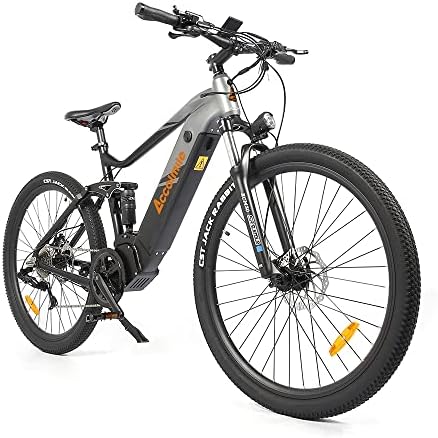 Accolmile 29" Electric Mountain Bike : ColaBear Adult Ebike with 8fun 48V 750W Mid Drive Motor & 17.5Ah Removable Lithium Battery & DPC18 Display, Shimano 8 Speed Gears (Black & Gray)