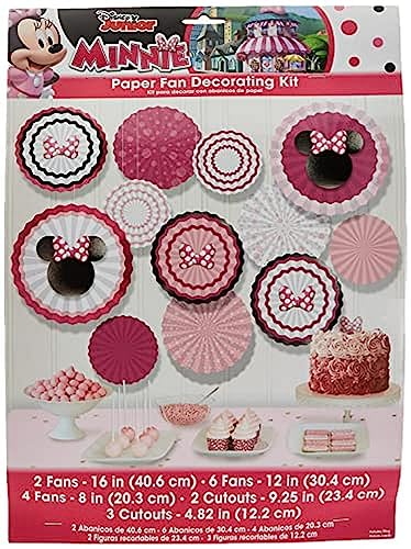 Kit décoration éventail papier Minnie Mouse Amscan 17 pcs multicolore pour anniversaire