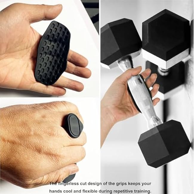 Weight Lifting Grips Silicone Grip Strengthener for Men Women, Anti-Slip Fingerless Workout Gloves with Hand Protection Ergonomic Palm Pads for Deadlifts, Cross Training, Bodybuilding 2 Pairs