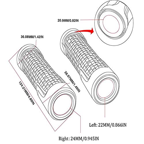 Motorcycle Non Slip Handlebar Grips 7/8" 22Mm Rubber Handle Grips Compatible With Yzf 600R R1 98-19 R3 15-19 R6 99-19 R125 08-19 R6S 06-09 R25 14-19（Black） #TOP4