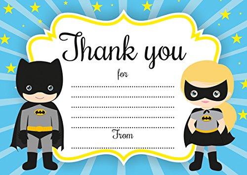 ABV Designs 10 cartes de remerciement Batman (avec enveloppes bleues) Cover