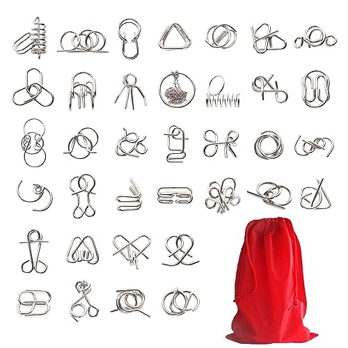 36 Stück Metall Knobelspiele, Knobelspiele Kit Denksportaufgaben Metallpuzzle Entwirrung Puzzles Geduldspiele Set für Erwachsene und Kinder ostergeschenke