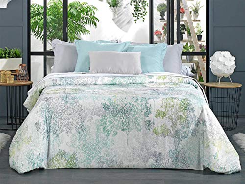 Lanovenanube - Funda Nórdica Arion Verde Cama 90 (Juego Duvet 3 Piezas con Bajera Ajustable, Funda y Funda de Almohada) No Incluye cuadrantes