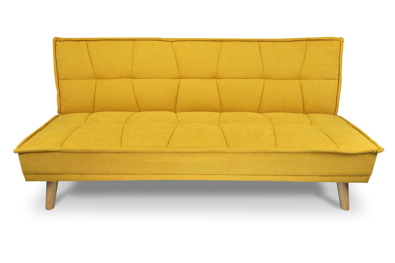 SAMIRA Divano letto clic clac in tessuto vellutato giallo, divano 3 posti mod. Bart