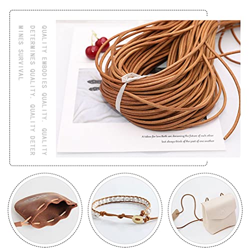 10 Yards 1.5/2Mm Round Cowhide Genuine Leather Cord, Leather String Strip Cord Braiding String Tan For Jewelry Making, Leather Shoe Lace, Arts Crafts #TOP3