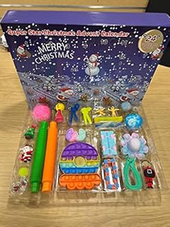 SGM GT-290 Super Star Blue Fidget Advent Calendar 2021 Kids Sensory Toys Fidget Toy Set Christmas Countdown 24 Days Count Down Gift for Kids, Holiday Sensory Pop Toys Pack Surprise Xmas Gifts