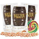 Needzo Harry Potter Butter Beer Chewy, Butterscotch Flavored Classic Movie Inspired Candy, Small Packages for Gift Giving, Pack of 3 (Jelly Beans)