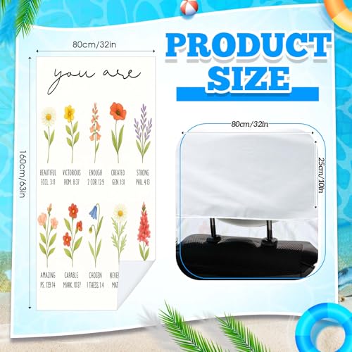 Image of Hahafelt 2 Pack Car Seat Towel Cover with Storage Bag, Christian Floral | 63 x 32 in Car Towel Seat Cover Non Slip Waterproof, Gym Workout Swimming Running, Machine Washable Sweat Absorbent Protector