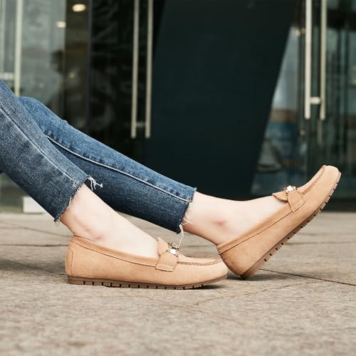Cvistpieo Loafers for Women Business Casual Shoes Comfortable & Lightweight Penny Loafers Slip On Work Flats Suede Beige Size 7.5 by Cvistpieo - Used condition - Image 5