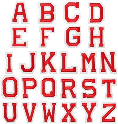 Sorrento Crafts 26pcs/lot Alphabet Letter Patches Embroidered Iron On Patch (Red Alphabet)