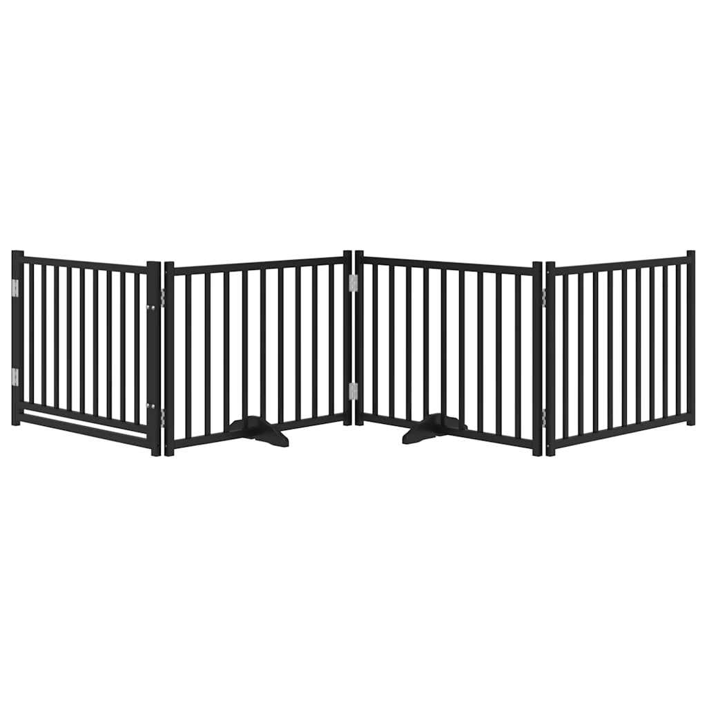 Puerta para perros de madera maciza de abeto negro, 320 cm, plegable y independiente, con puerta, patas de apoyo y cerradura para salón, cocina, escaleras como caseta para perros y recinto