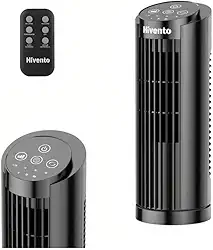 Hivento Ventilador Torre, 3 Velocidades, Oscilação Automática 70°, Controle Remoto e Toque, Temporizador 7,5h, Ventilador de Mesa/Domést