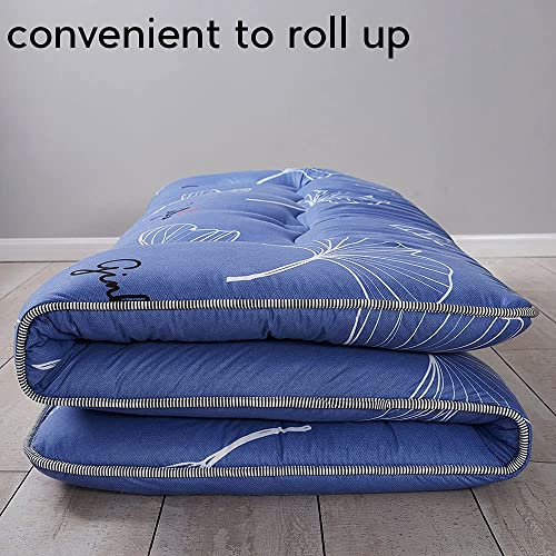 Maxyoyo Leaf Printed Japanese Floor Futon Mattress, Tatami Floor Mat Portable Camping Mattress Kids Sleeping Pad Foldable Rolling Up Floor Lounger Couch Bed, Twin #TOP1