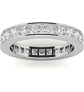 BENIYAZ 3.0 TCW Princess Shape D Color Moissanite Diamond Channel Set Eternity Wedding Band In Go...