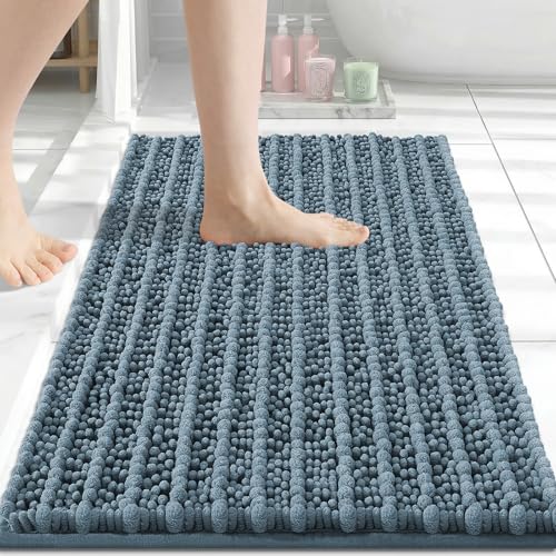 Image of Arotive Luxury Bathroom Ruuner Rugs 30x17, Extra Soft Thick Absorbent Shaggy Chenille Bath Rugs, Machine Wash Dry, Bath Mats for Bathroom Floor, Tub and Shower, Home Decor Accessories, Smoky Gray