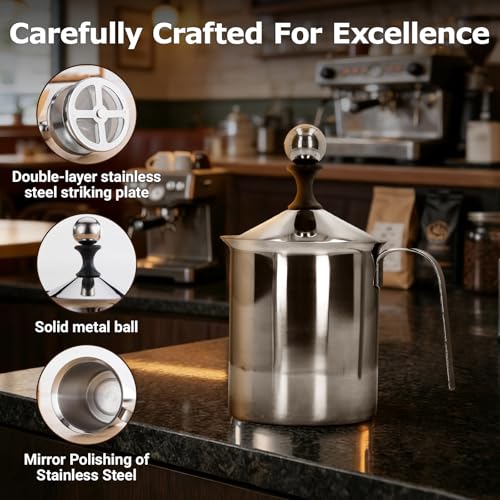 Tasse à mousseur à double couche en acier inoxydable durable 800ml - 5