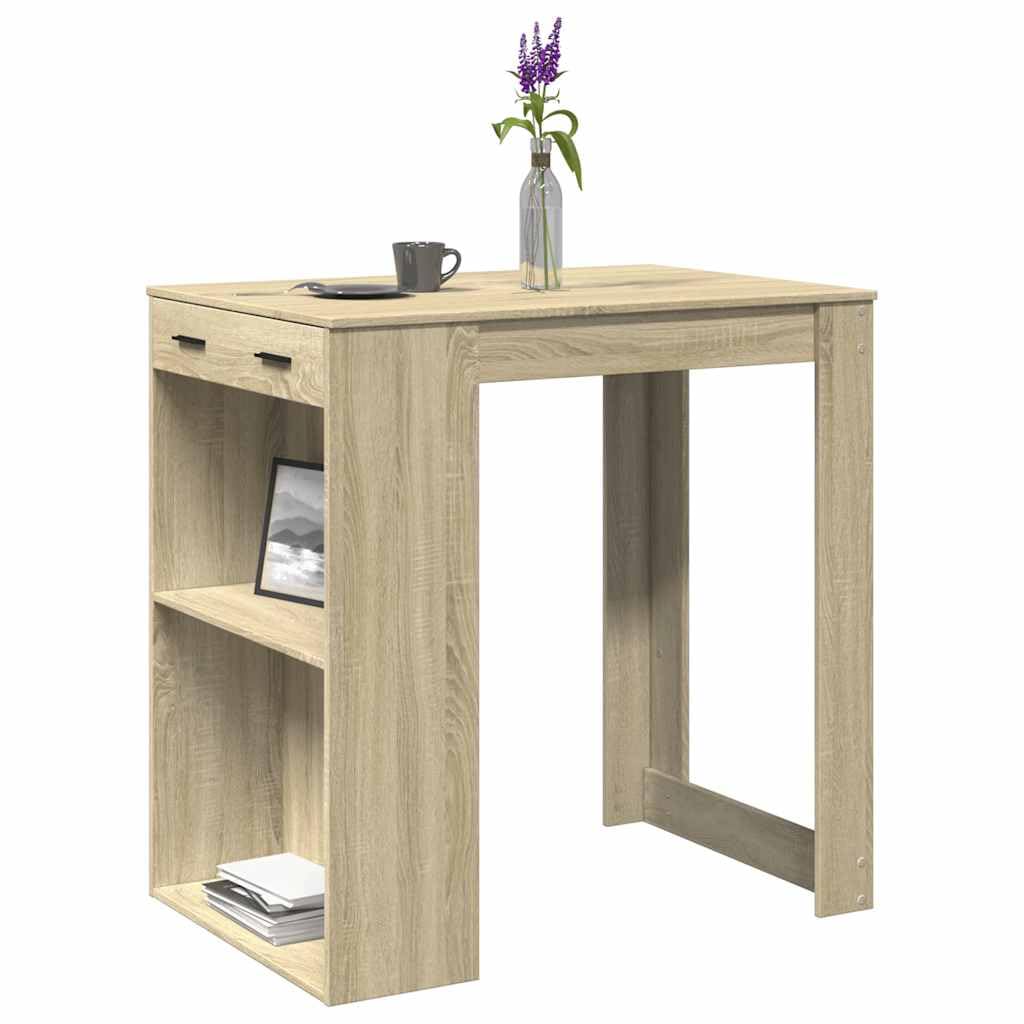 Table de bar en chêne Sonoma pour créer un coin bistrot convivial au salon