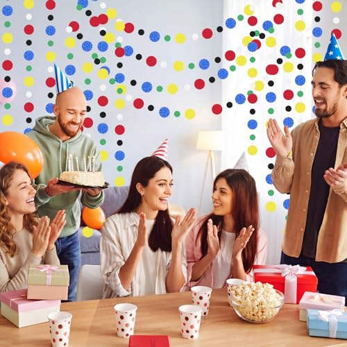 Image of Outus 10 Pieces Colorful Circle Garland Banner Hanging Paper Dot Decorations for Classroom, Birthday Party, Baby Shower, Wedding Backdrop & Photo Booth Graduation Decor (Classic Color)