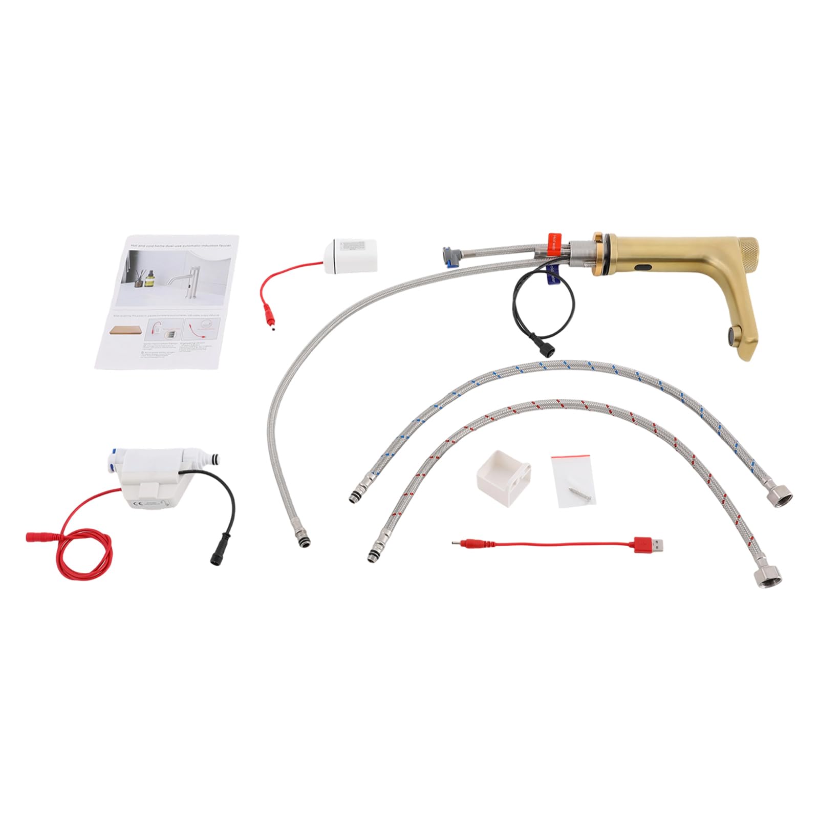 Grifo infrarrojo para baño con sensor, grifo de baño automático sin contacto, grifo de lavabo de inducción mezclador para lavabo, dorado