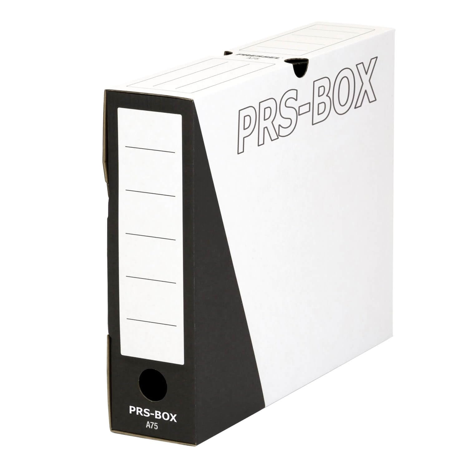 PRS Archivbox A75 schwarz, Rückenbreite 75mm, 20 Stück | Archivmappe, Archivcontainer, Ablagebox, ident zur PRESSEL Archivbox A75
