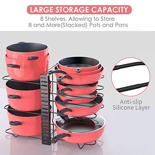 Mudeela Pots And Pans Organizer For Cabinet 8-Tier Pan Organizer Rack For Cabinet With 3 Diy Methods, Adjustable Pot Organizer Rack For Kitchen Organization & Storage, Cabinet Organizer #TOP5